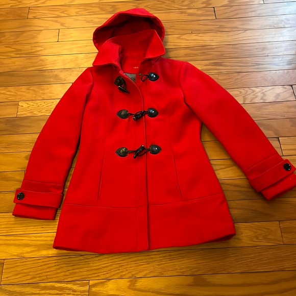 Calvin Klein Jackets & Blazers - Calvin Klein Coat Women Small Red Hooded Toggle Button